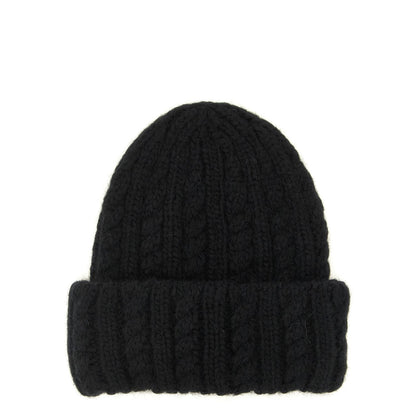 Moncler Black Alpaca Leather Beanie