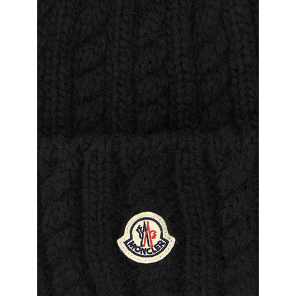 Moncler Black Alpaca Leather Beanie
