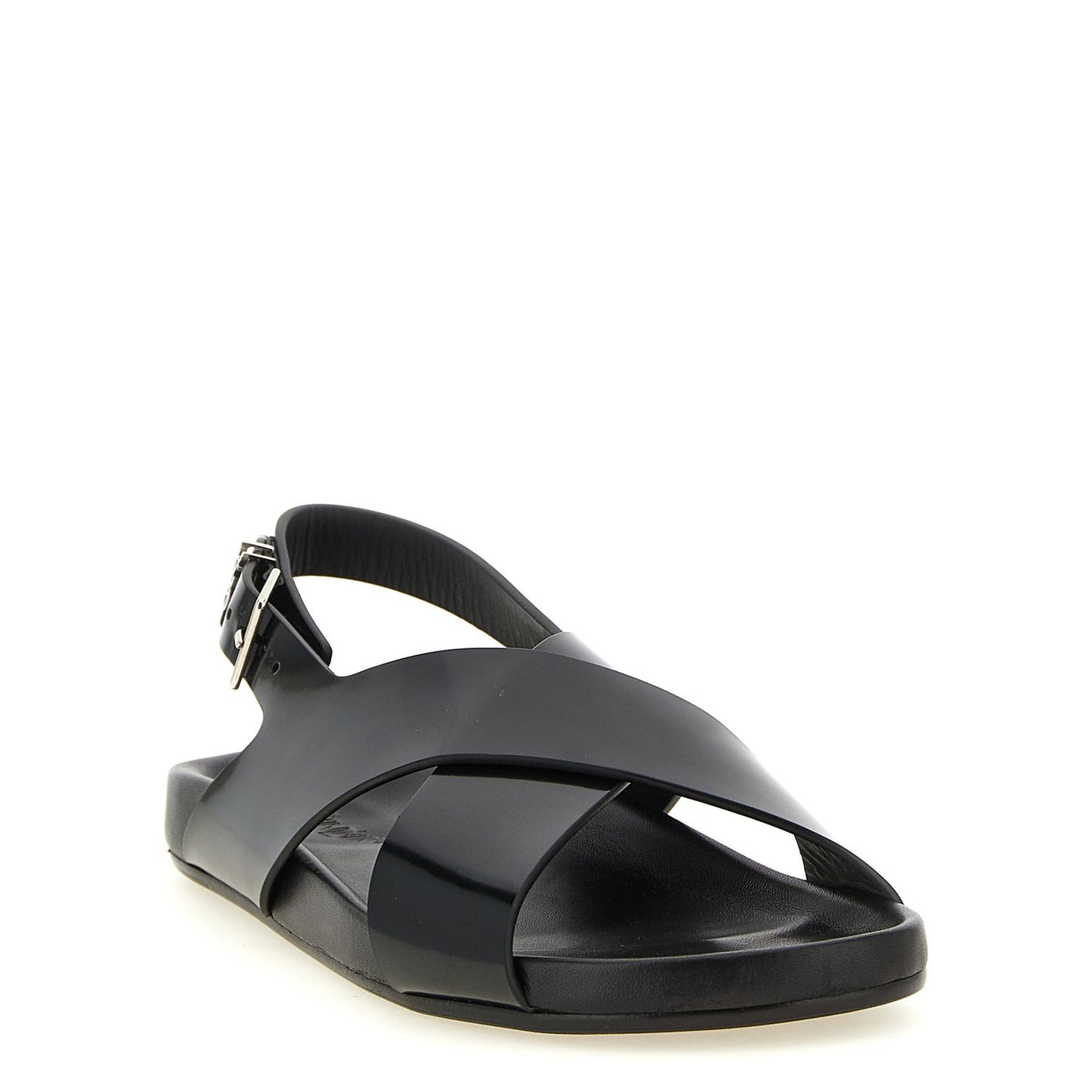 Saint Laurent Black Calfskin Flat Sandals