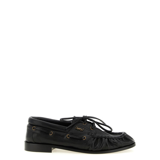 Saint Laurent Black Calfskin Slip-On Loafers