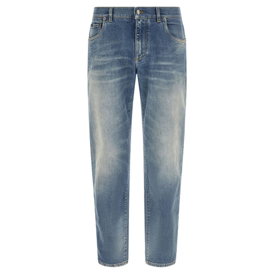 Dolce & Gabbana Blue Cotton Straight-Leg Jeans