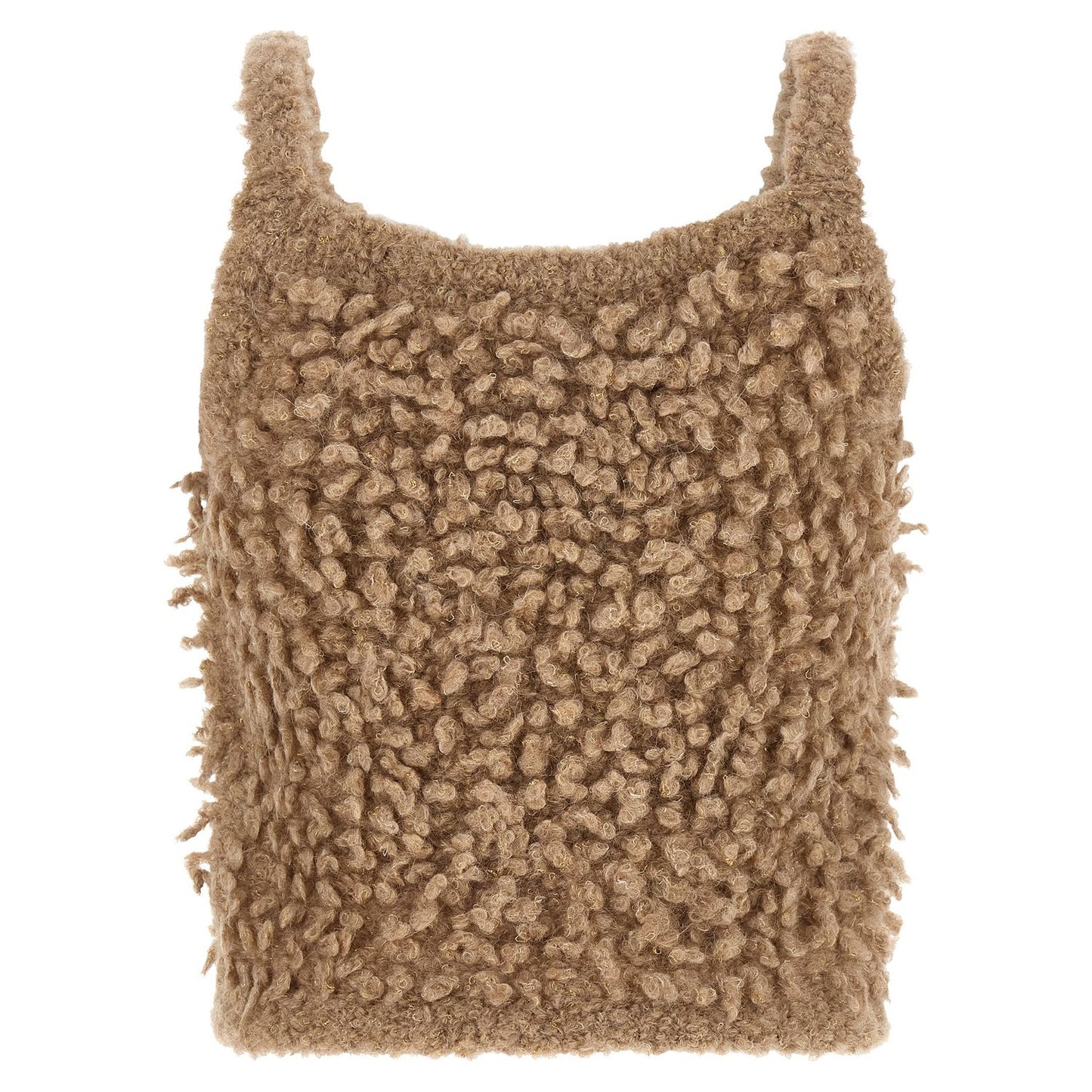 Peserico Beige Wool Sleeveles Sweater