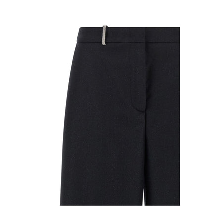 Peserico Blue Virgin Wool Casual Pants