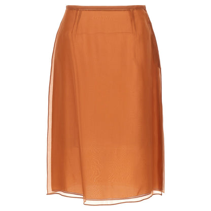 Prada Brown Silk Midi Skirt