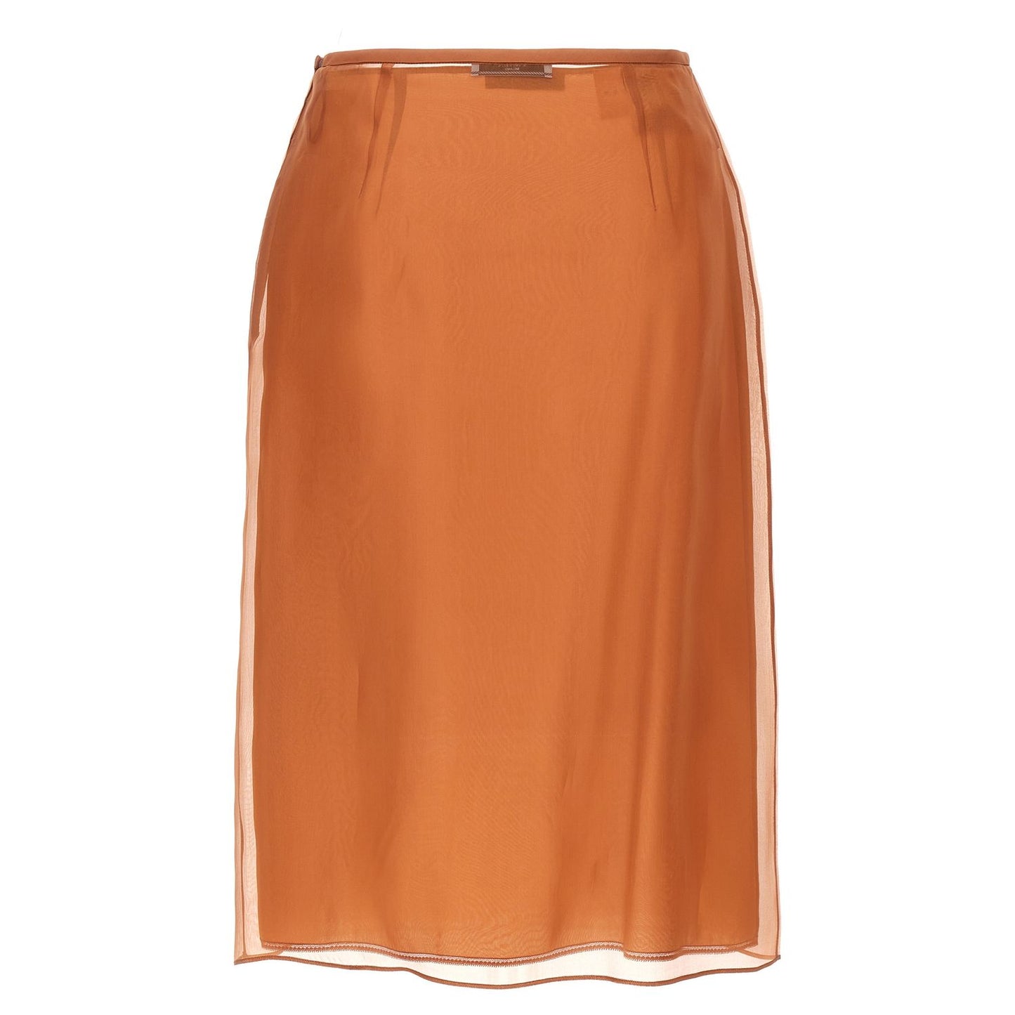 Prada Brown Silk Midi Skirt