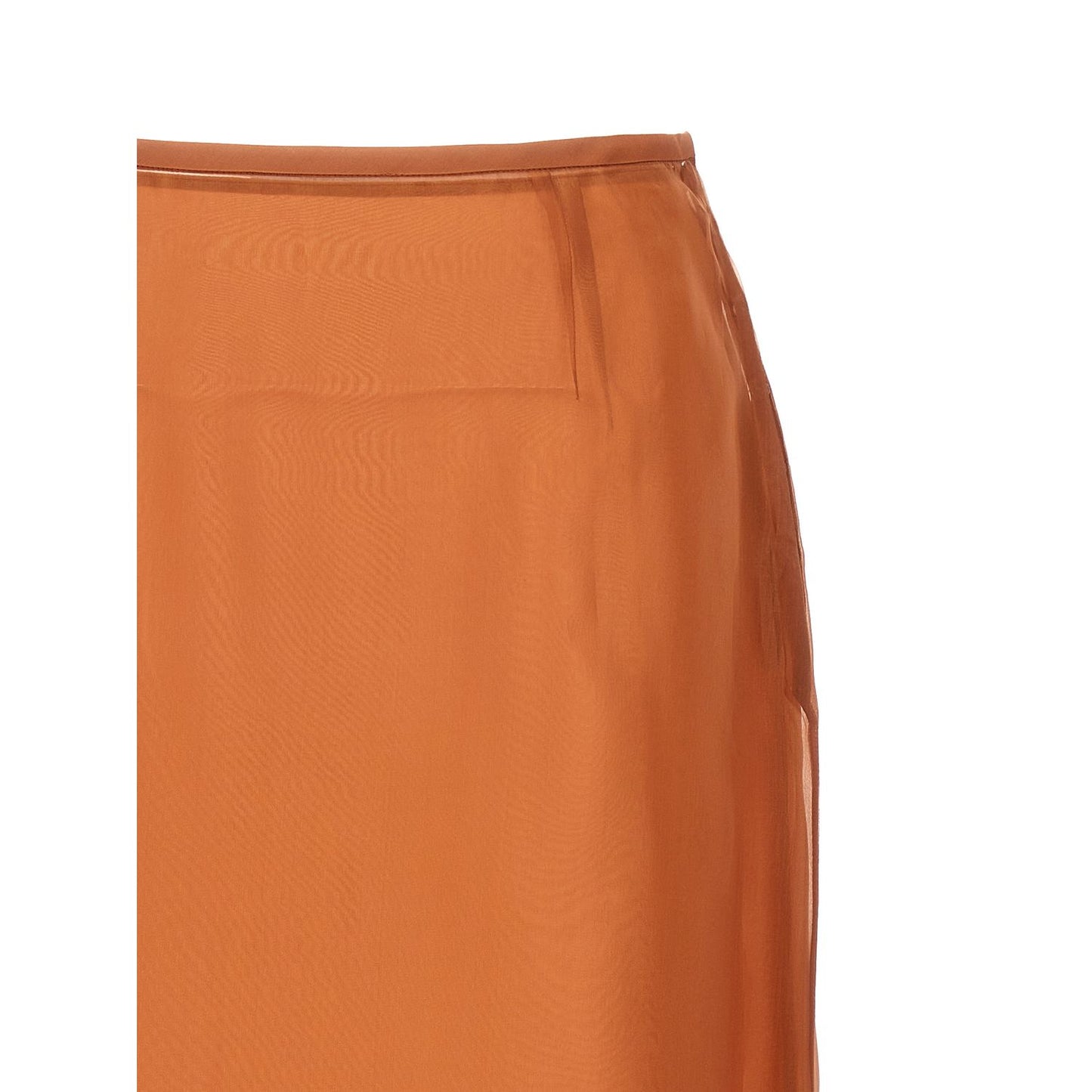 Prada Brown Silk Midi Skirt