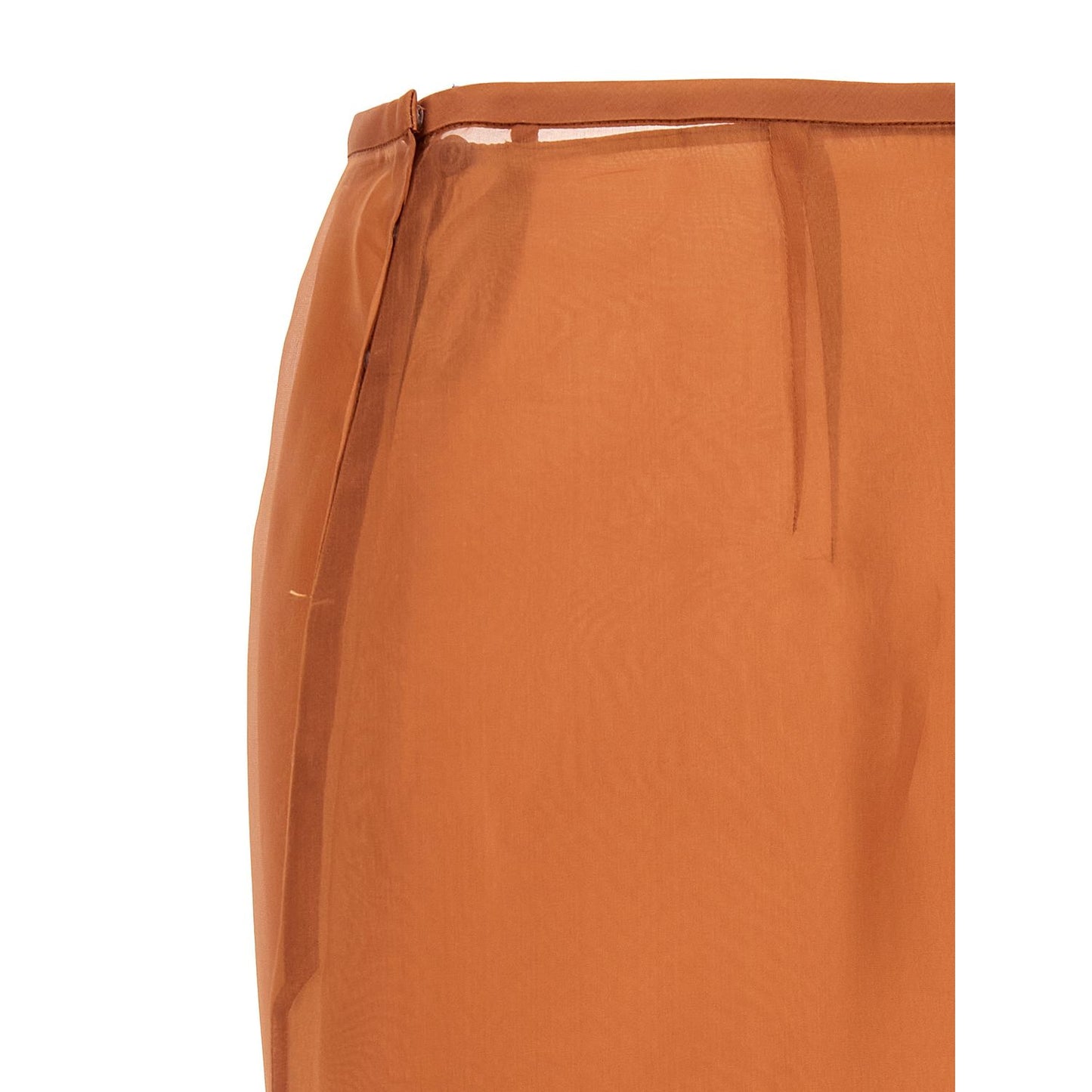 Prada Brown Silk Midi Skirt