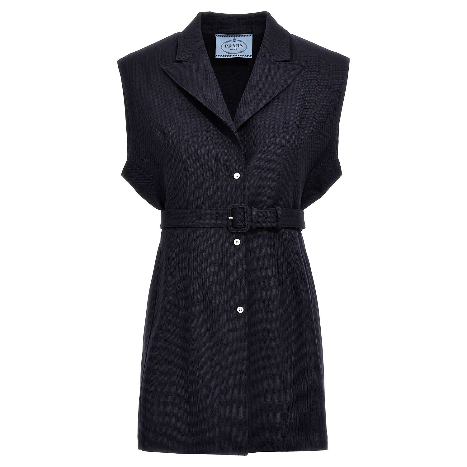 Prada Blue Virgin Wool Sleeveless Jacket