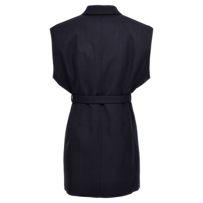 Prada Blue Virgin Wool Sleeveless Jacket