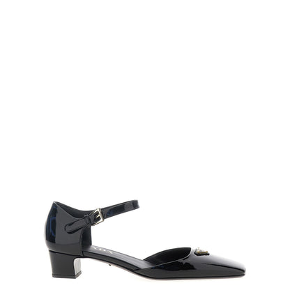 Prada Black Cowhide Mid Heel Pumps