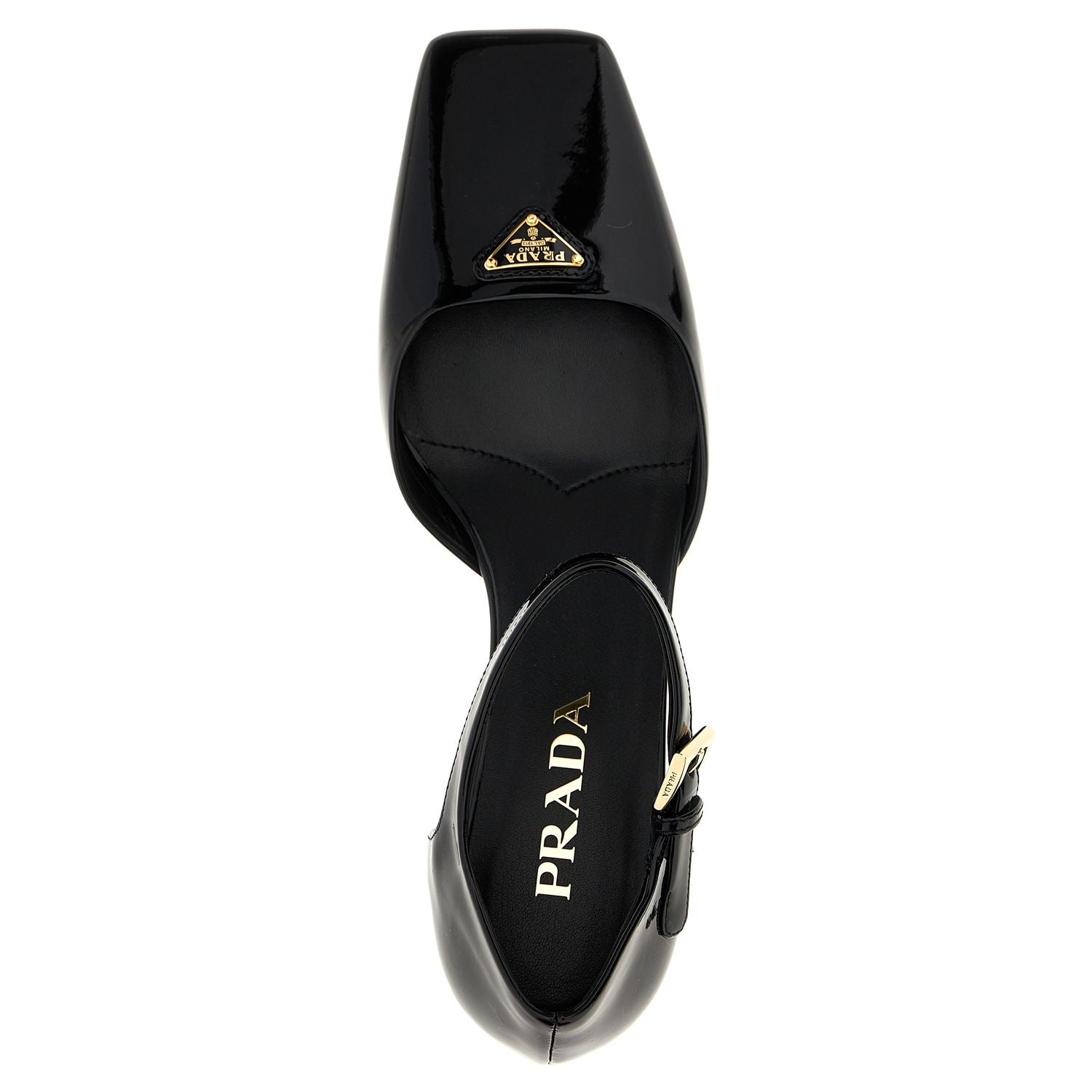 Prada Black Cowhide Mid Heel Pumps