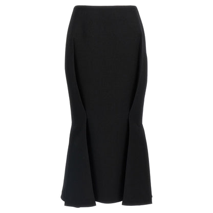 Prada Black Virgin Wool Midi Skirt