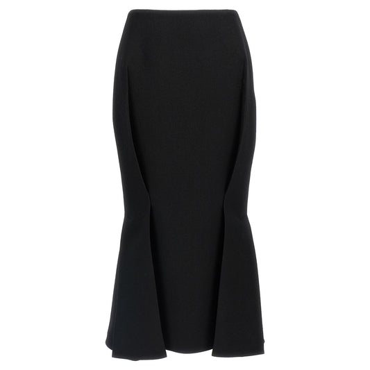 Prada Black Virgin Wool Midi Skirt