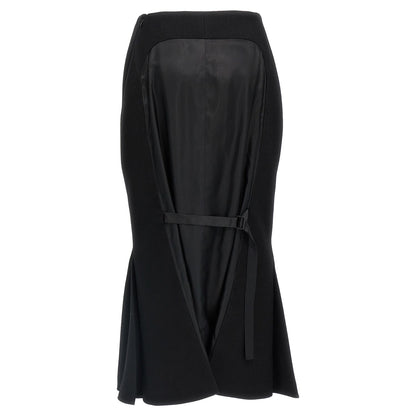 Prada Black Virgin Wool Midi Skirt