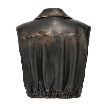 Miu Miu Brown Lamb Leather Sleeveless Jacket