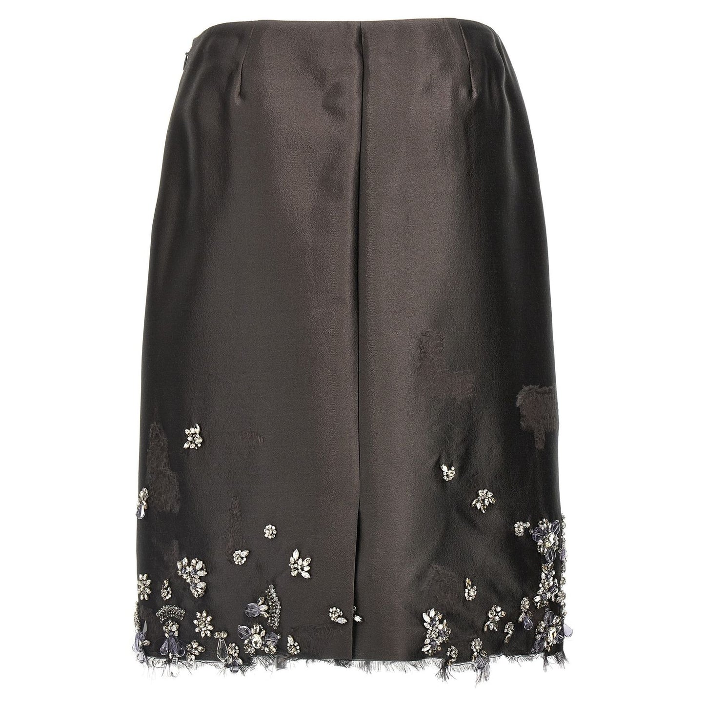 Prada Gray Silk Midi Skirt