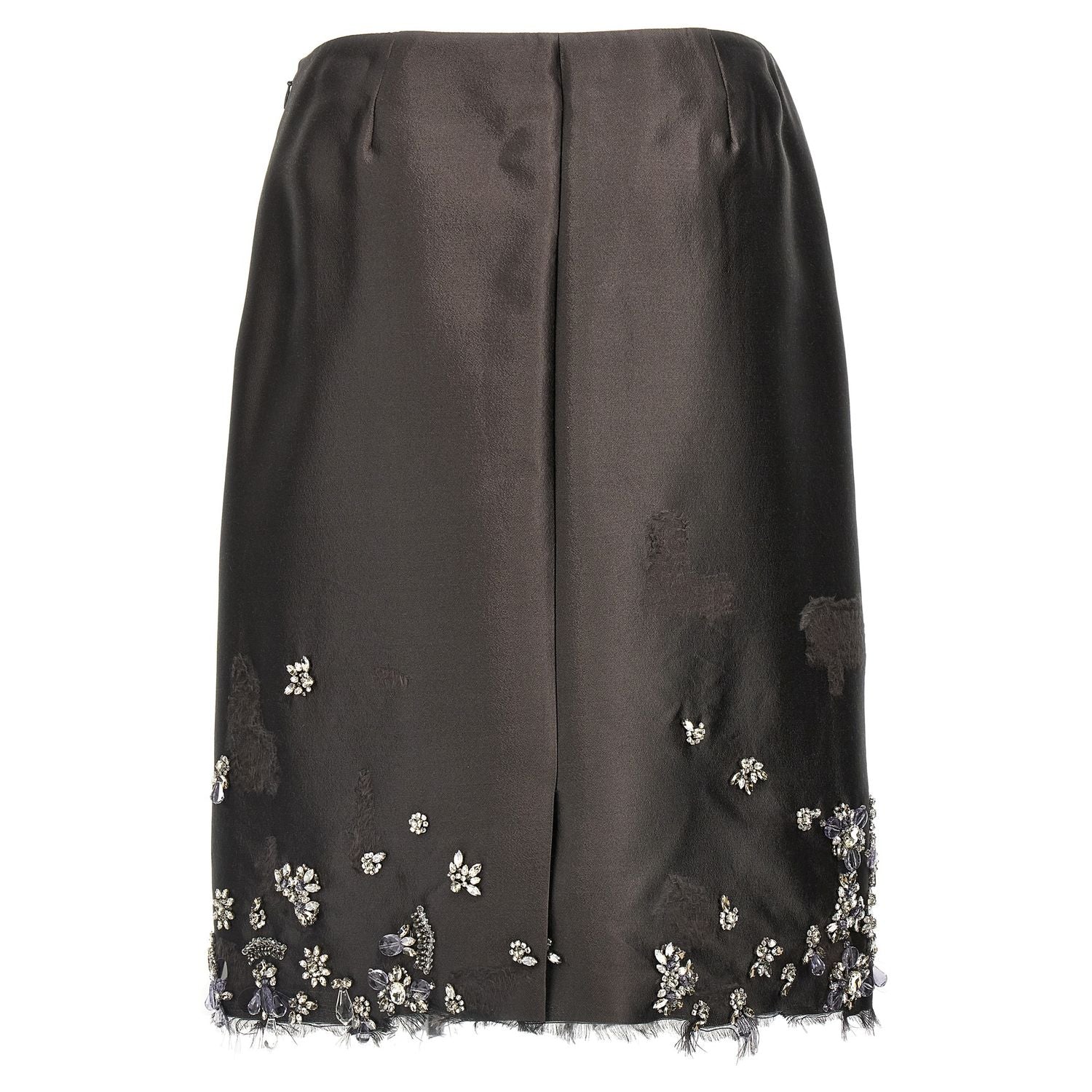 Prada Gray Silk Midi Skirt
