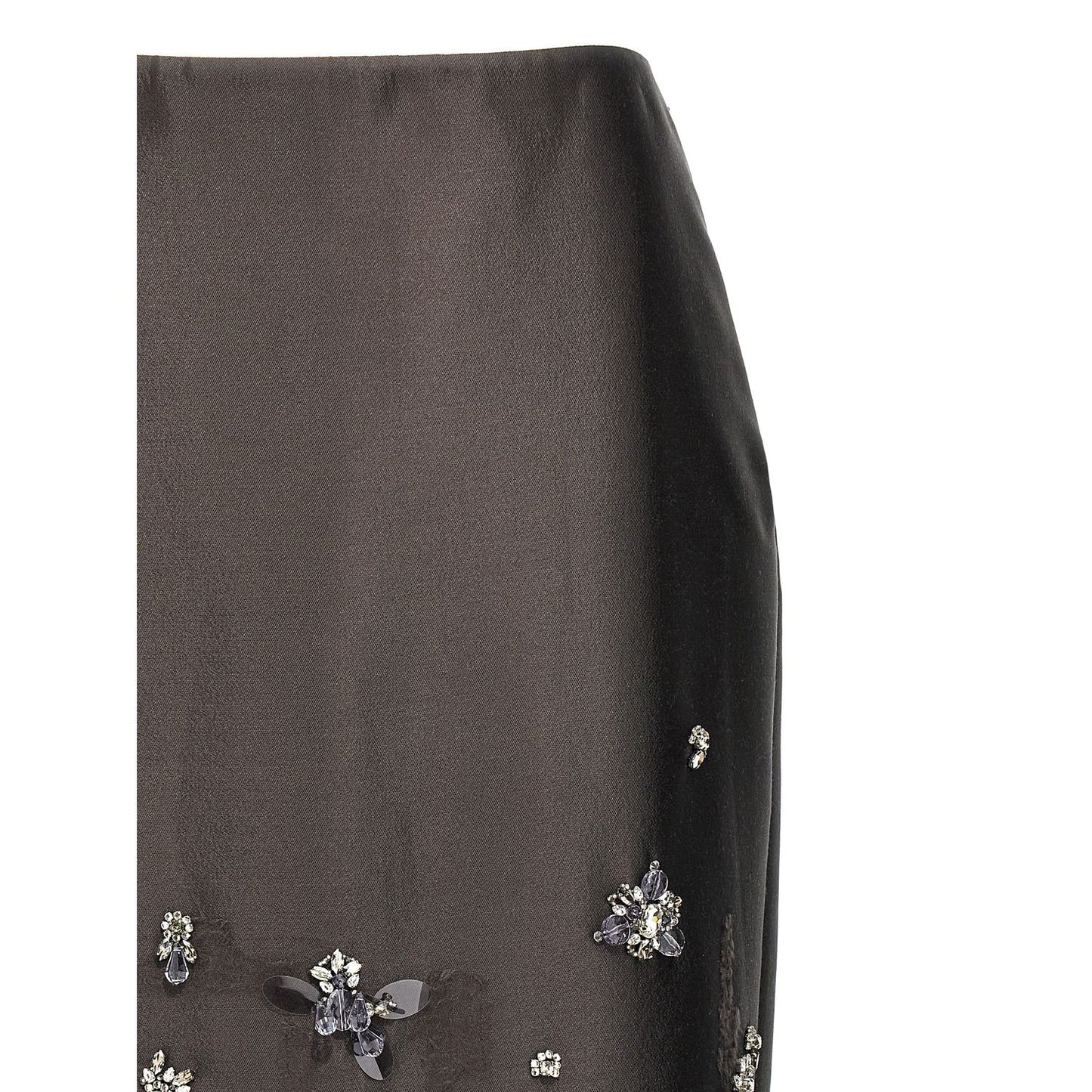 Prada Gray Silk Midi Skirt