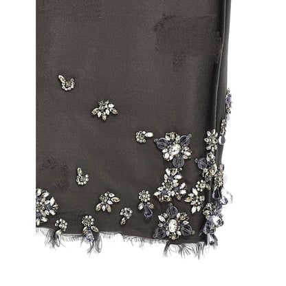 Prada Gray Silk Midi Skirt