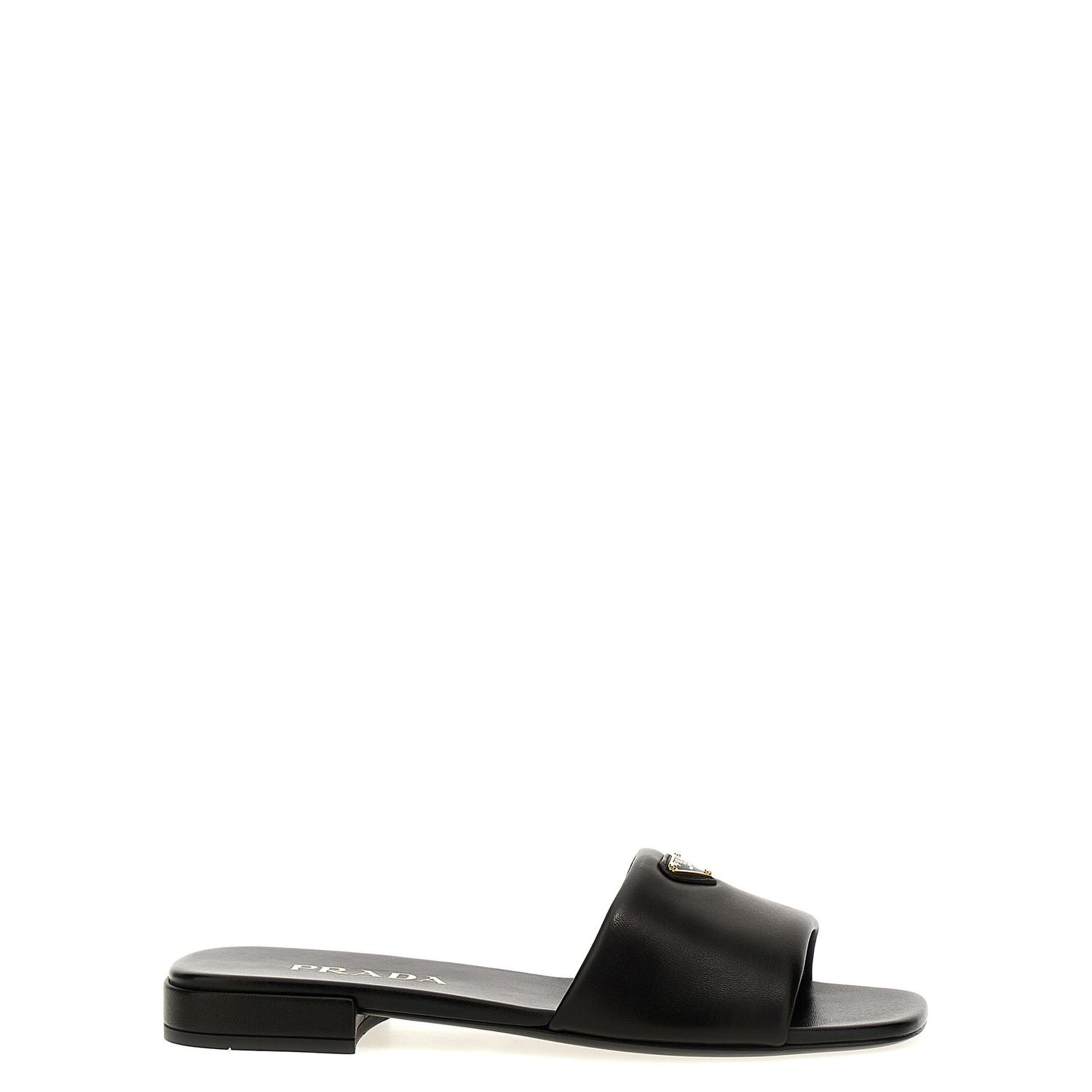 Prada Black Lamb Leather Slides