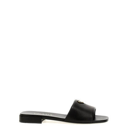 Prada Black Lamb Leather Slides