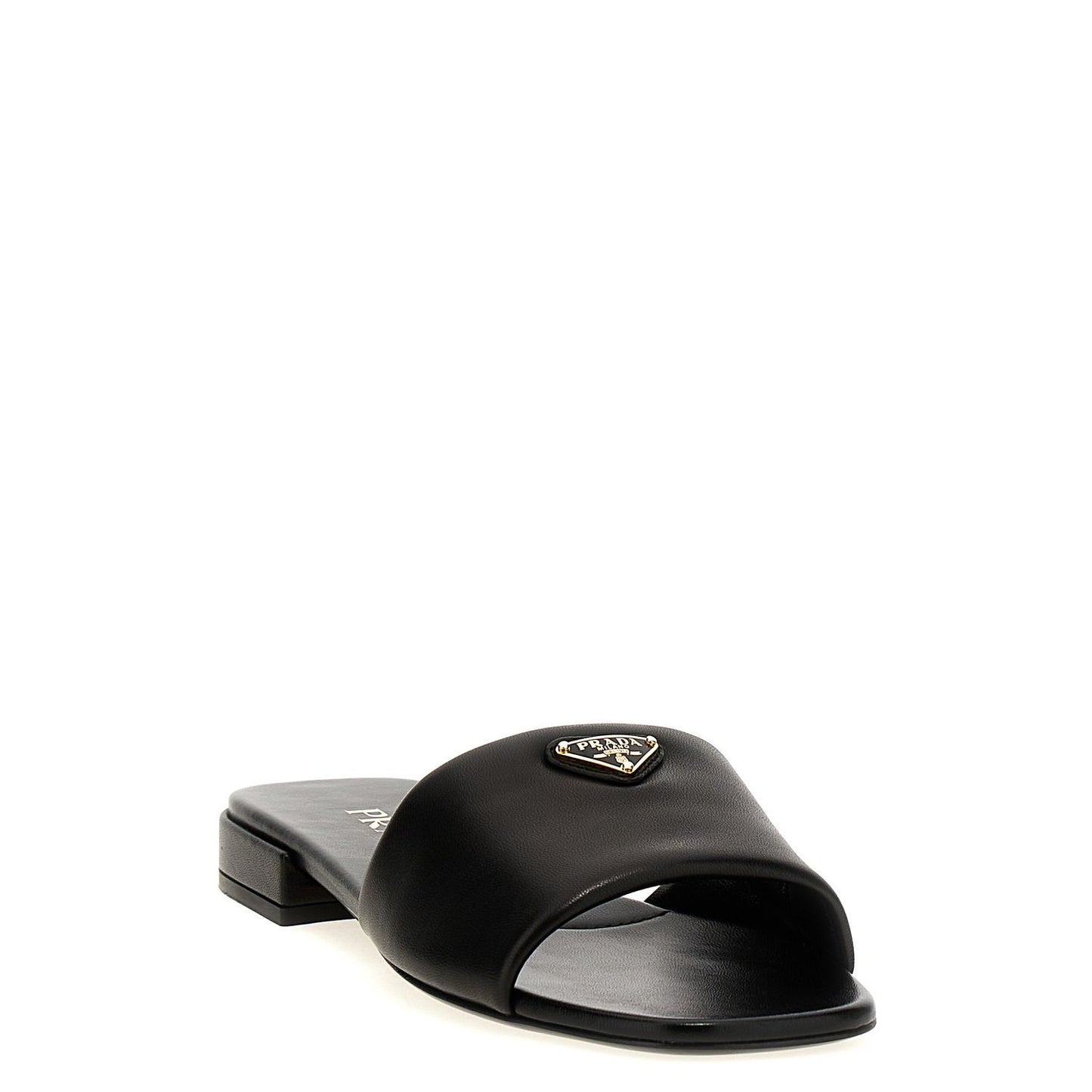 Prada Black Lamb Leather Slides