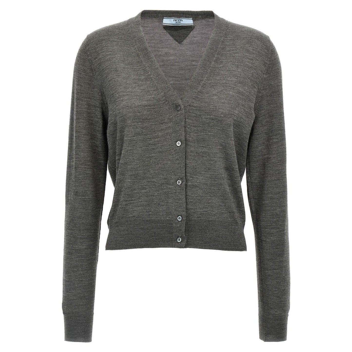 Prada Gray Virgin Wool Cardigan