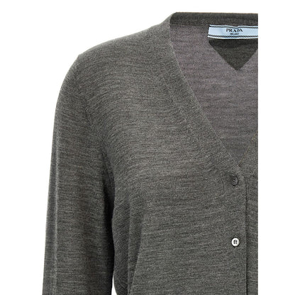 Prada Gray Virgin Wool Cardigan