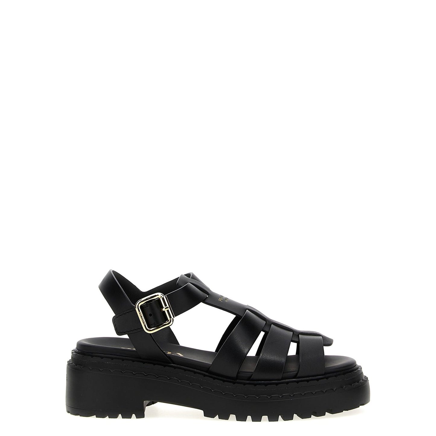 Prada Black Calfskin Flat Sandals