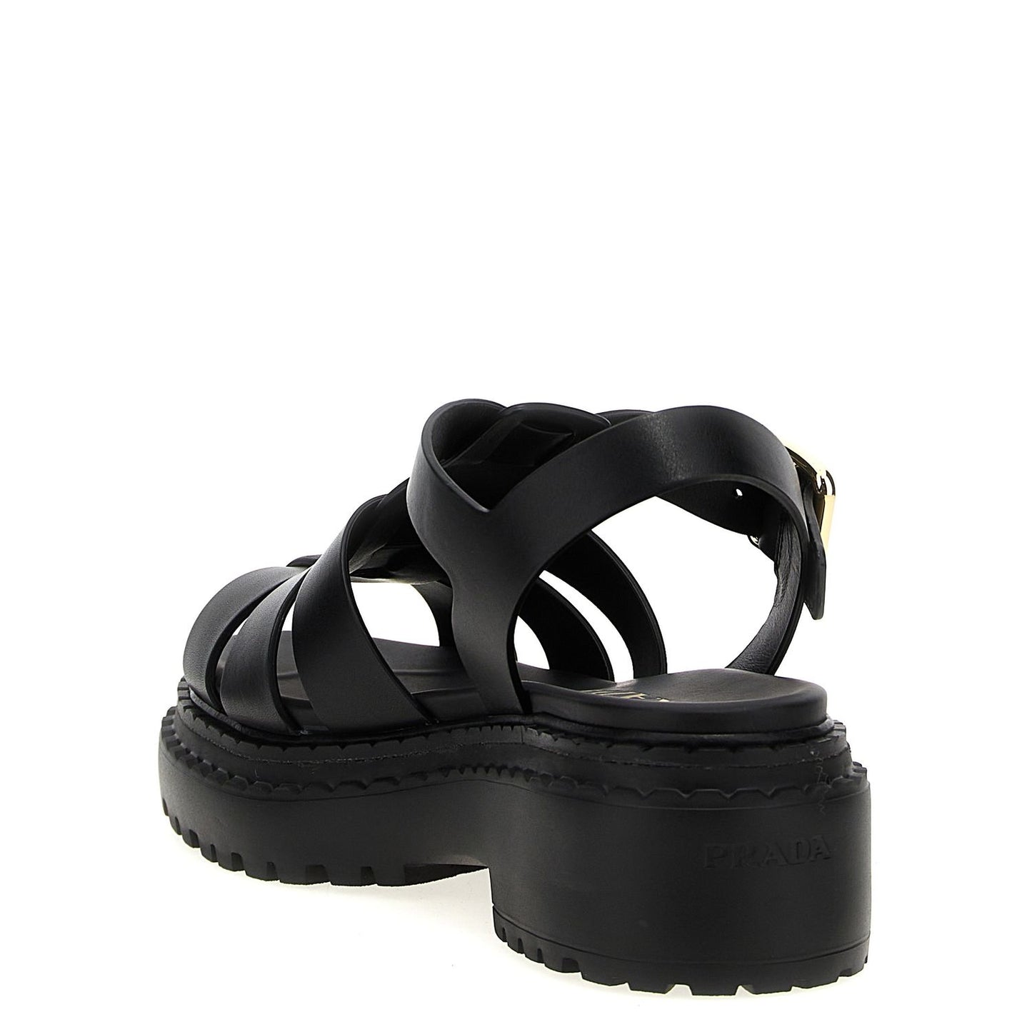 Prada Black Calfskin Flat Sandals