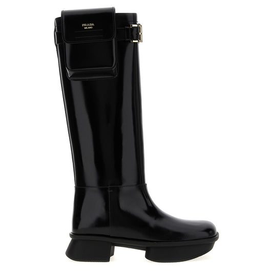 Prada Black Calfskin Over The Knee