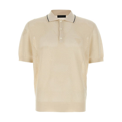 Prada White Silk Polo Shirt