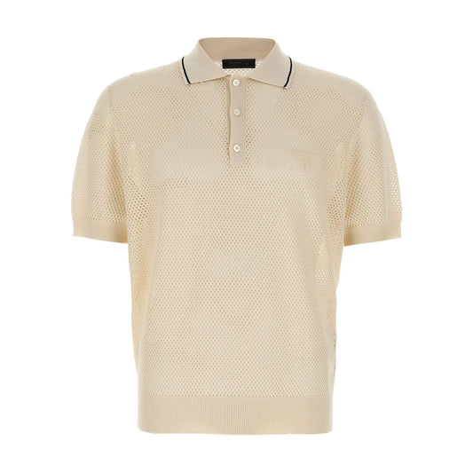 Prada White Silk Polo Shirt