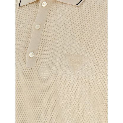 Prada White Silk Polo Shirt