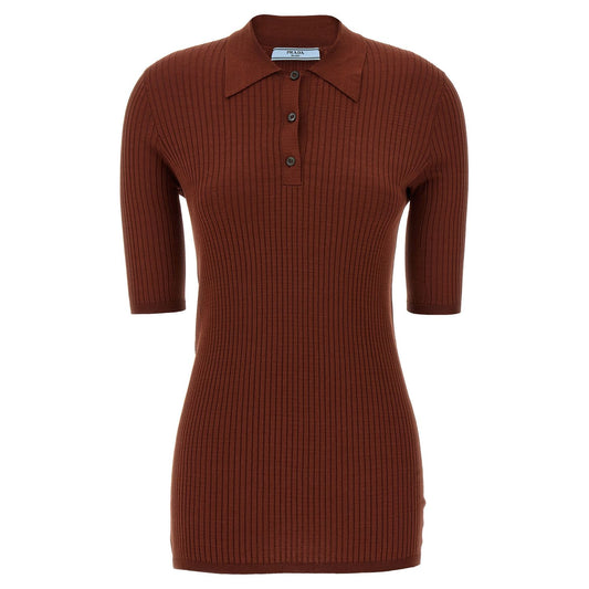 Prada Brown Cotton Polo Shirt