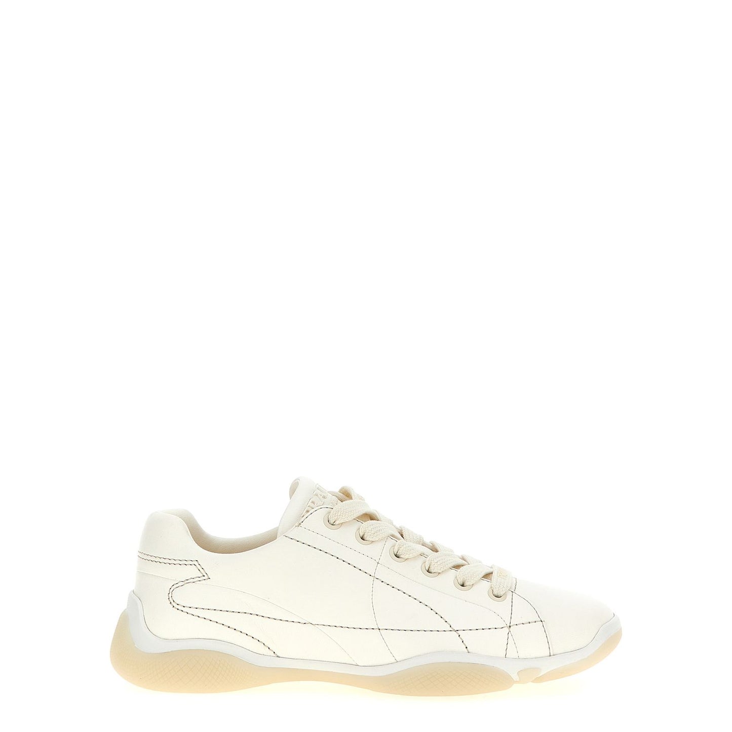 Prada White Lamb Leather Low Top Sneakers