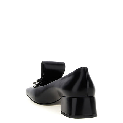 Prada Black Calfskin Mid Heel Pumps