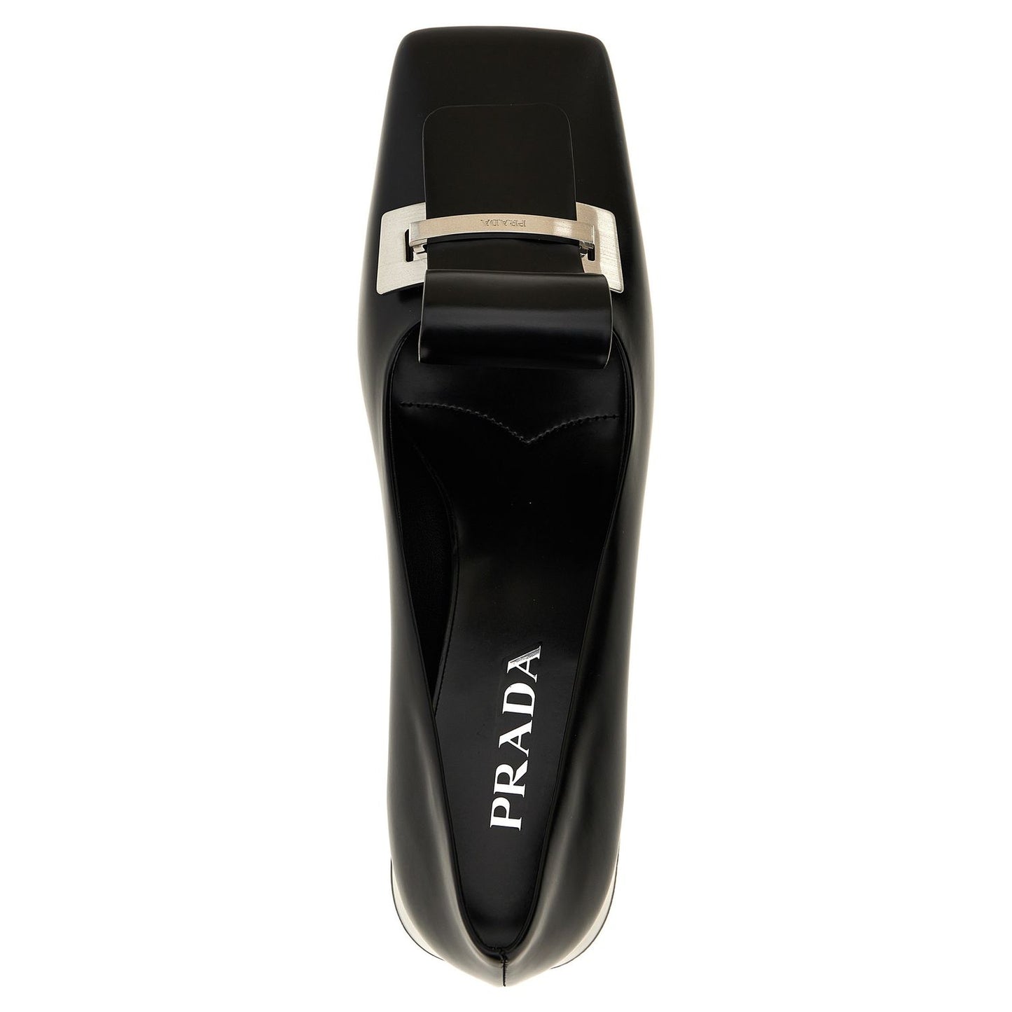 Prada Black Calfskin Mid Heel Pumps