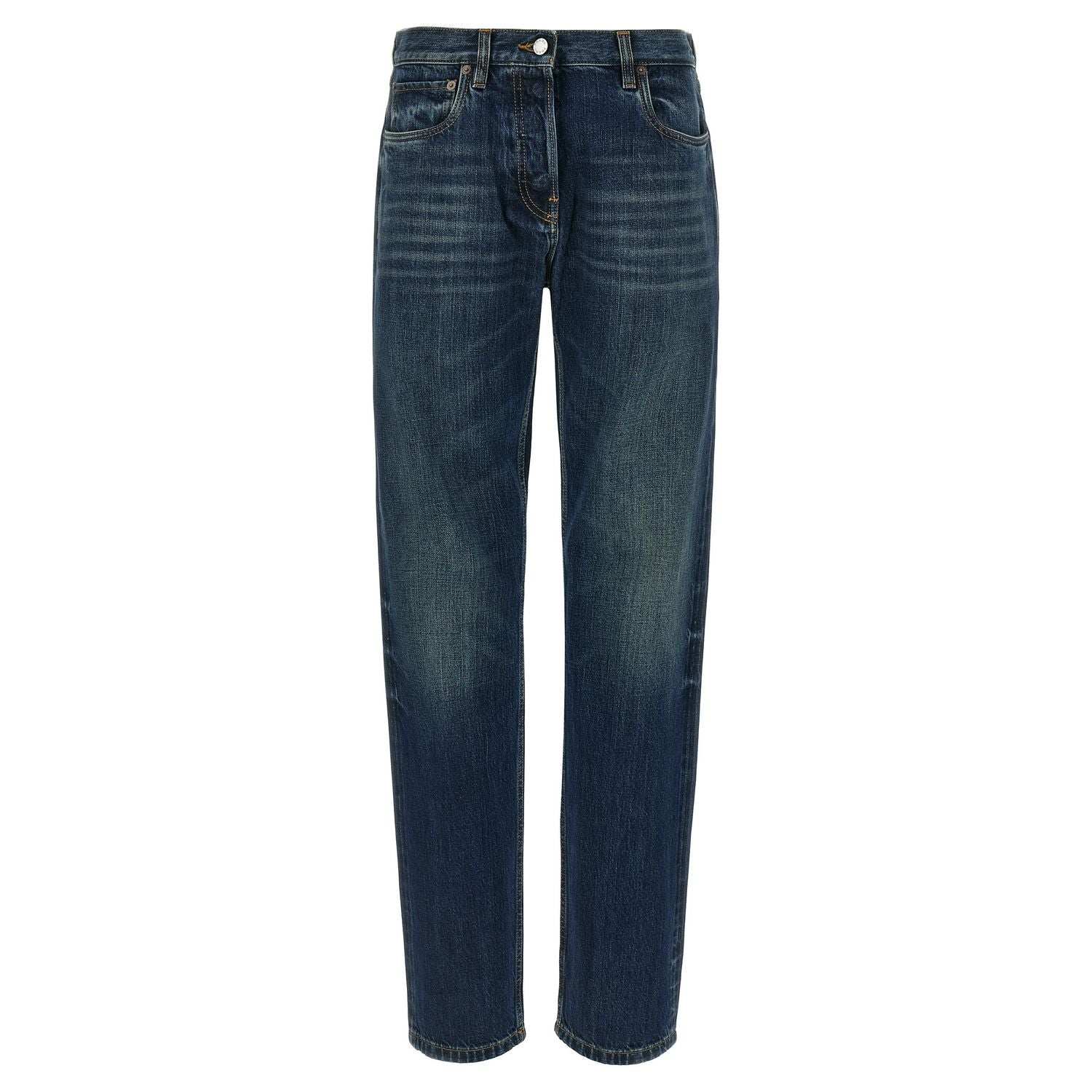 Prada Blue Cotton Straight-Leg Jeans
