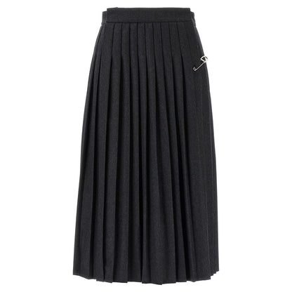 Prada Gray Virgin Wool Midi Skirt