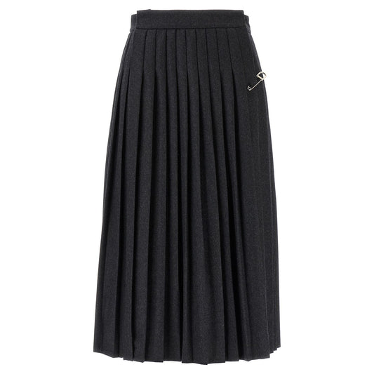 Prada Gray Virgin Wool Midi Skirt