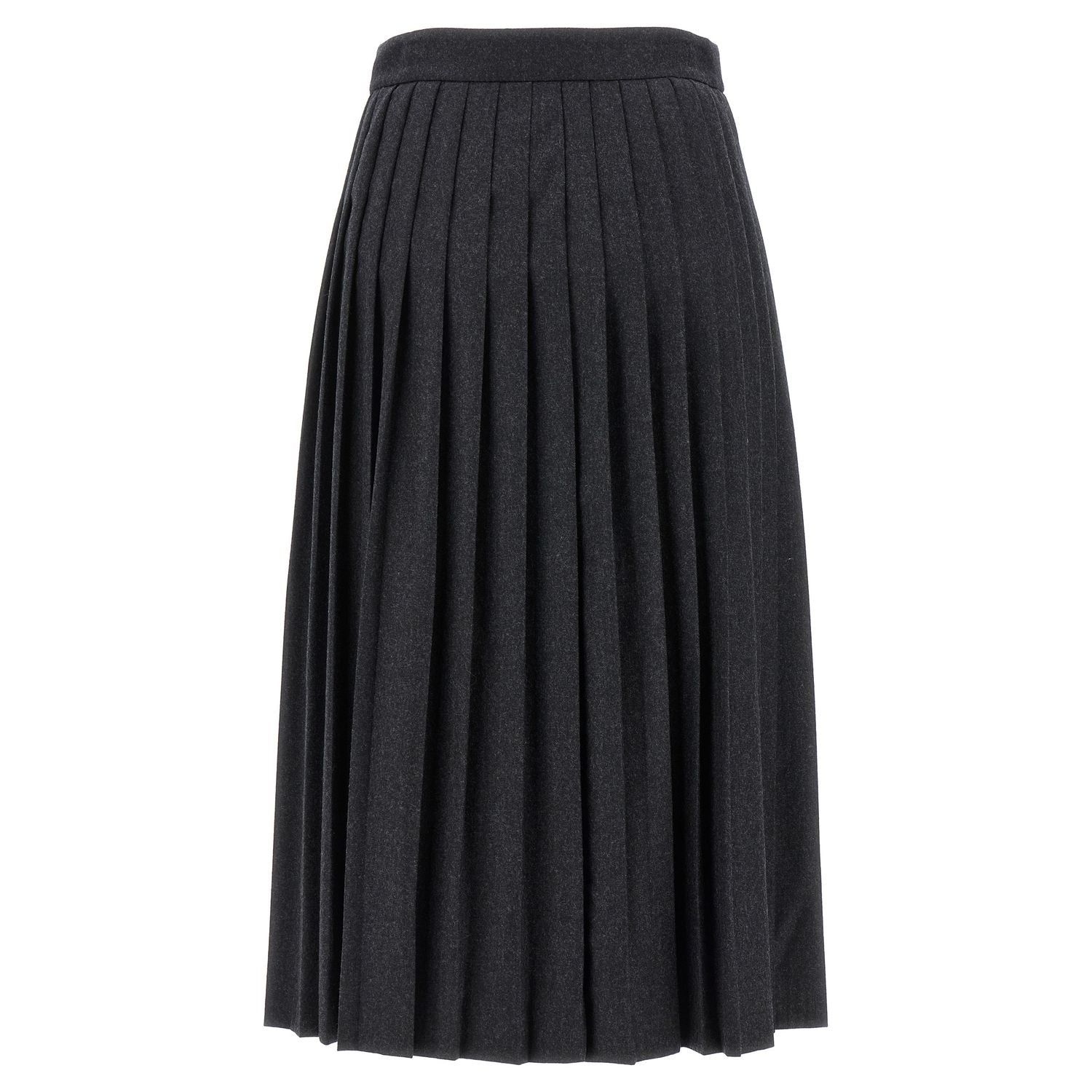 Prada Gray Virgin Wool Midi Skirt