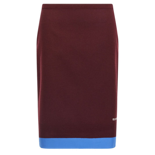 Miu Miu Bordeaux Virgin Wool Midi Skirt