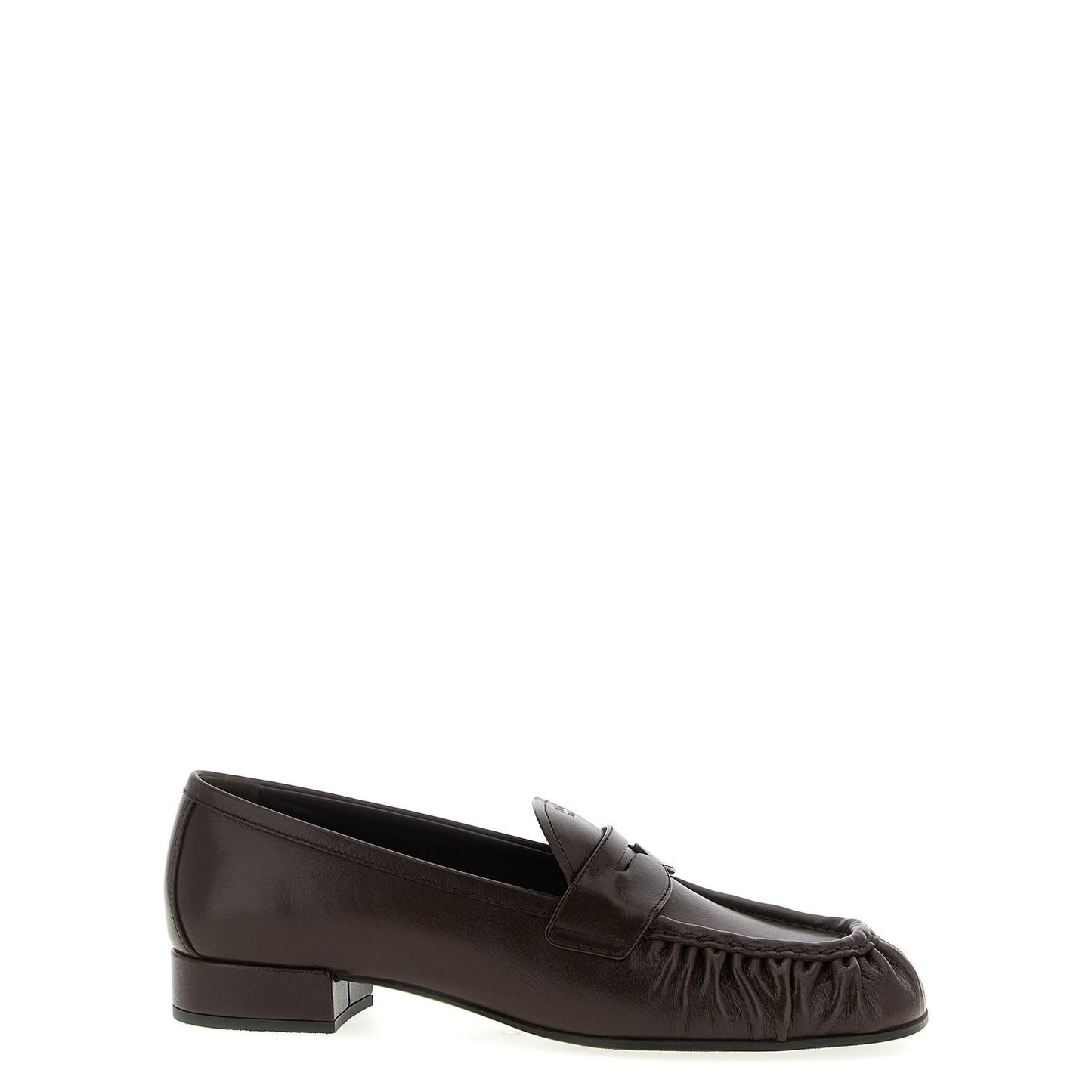 Prada Brown Buffalo Leather Slip-On Loafers