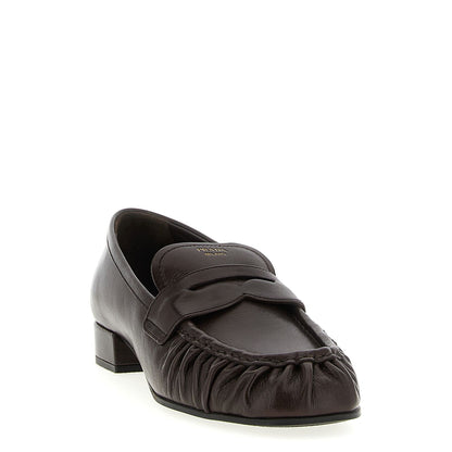 Prada Brown Buffalo Leather Slip-On Loafers