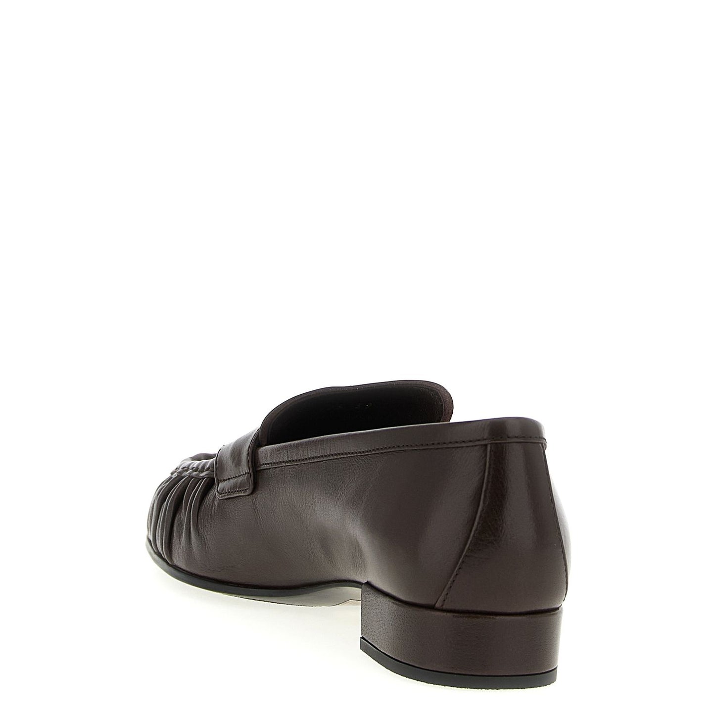 Prada Brown Buffalo Leather Slip-On Loafers