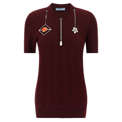Prada Bordeaux Virgin Wool Cardigan