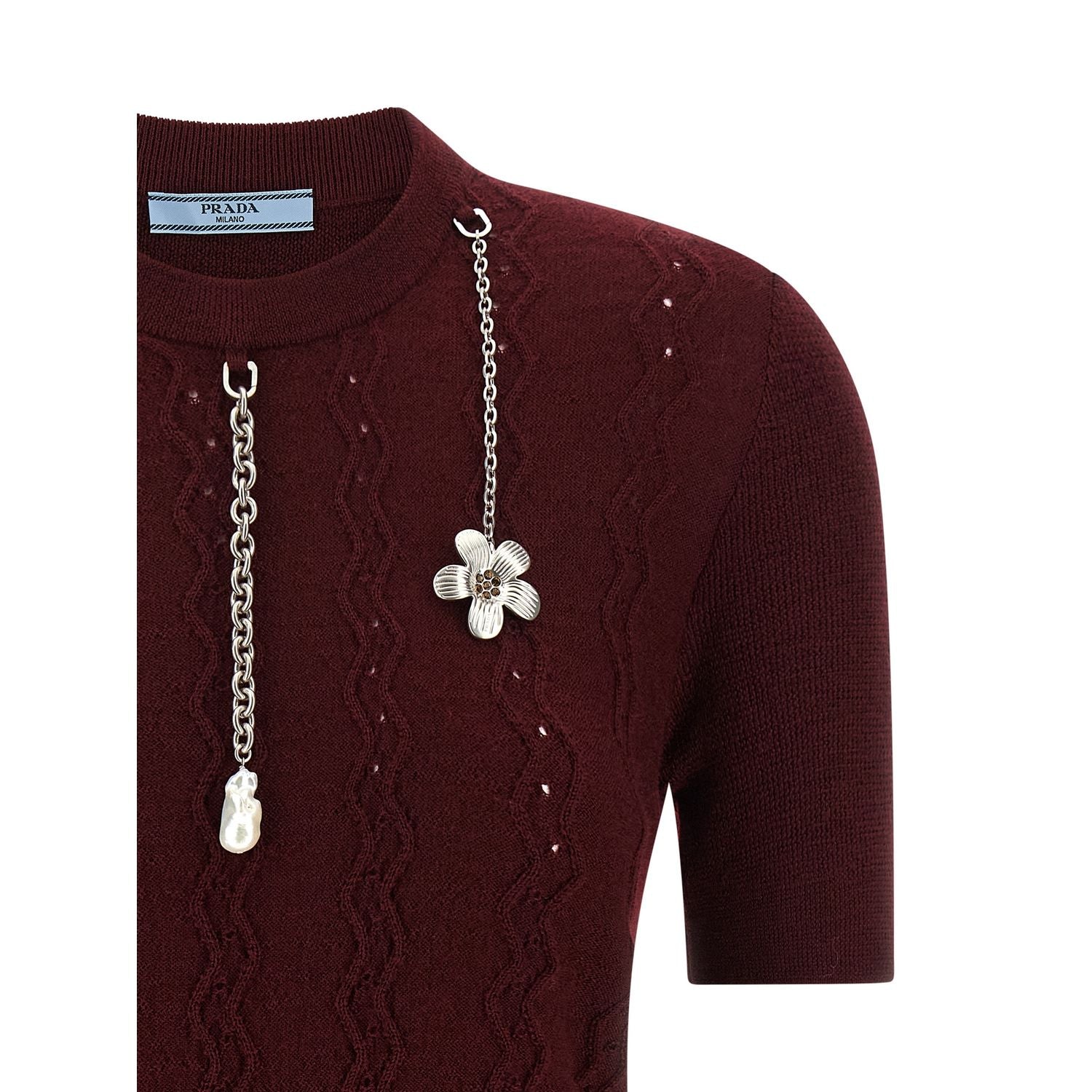 Prada Bordeaux Virgin Wool Cardigan
