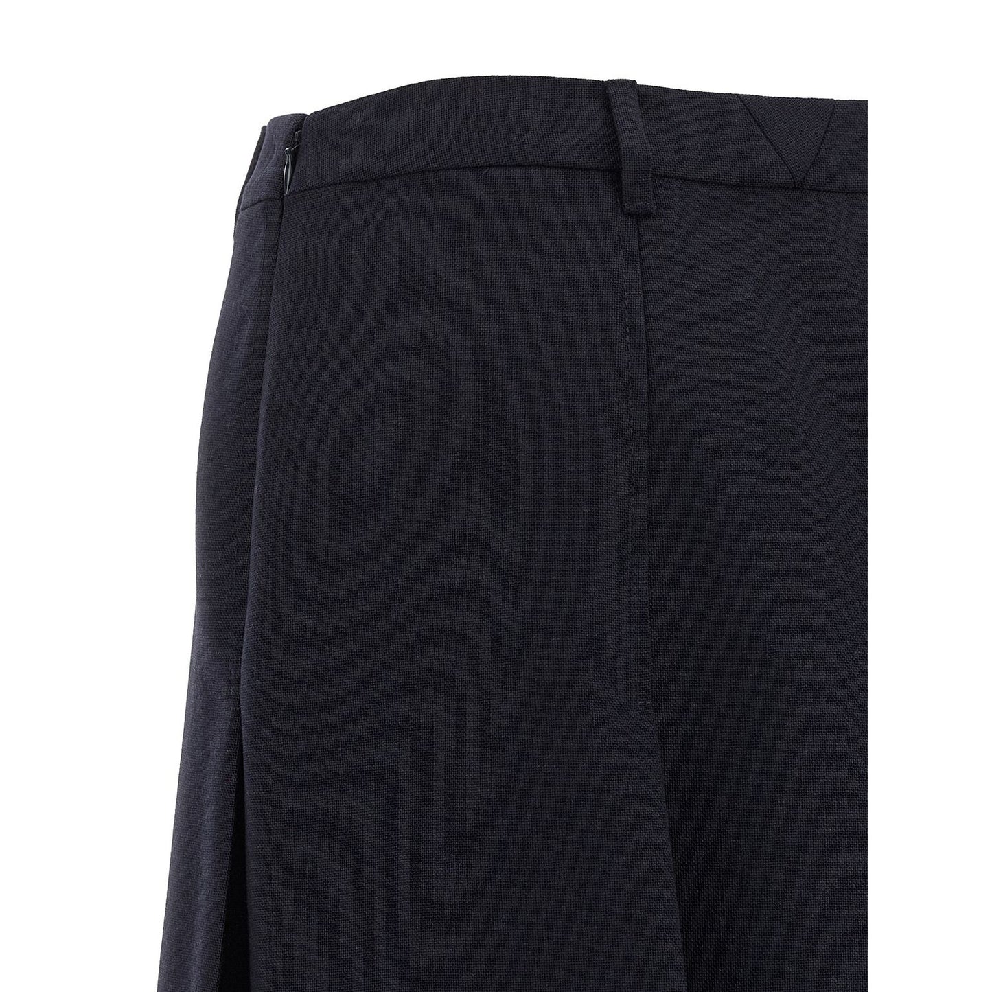 Prada Blue Virgin Wool Midi Skirt