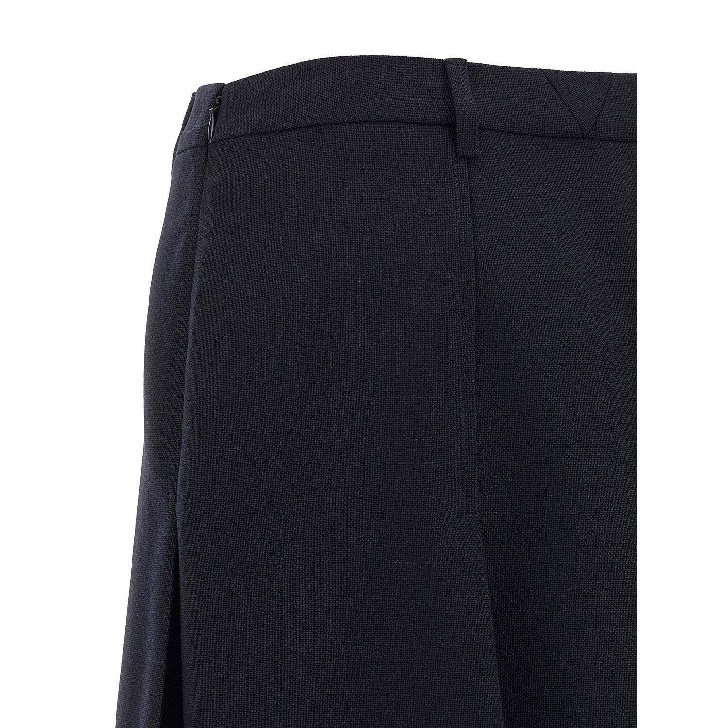 Prada Blue Virgin Wool Midi Skirt